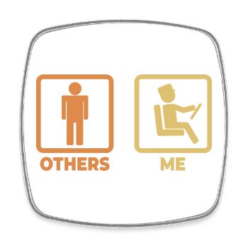 Bus Driver Stick Figure - Square fridge magnet - white - Front