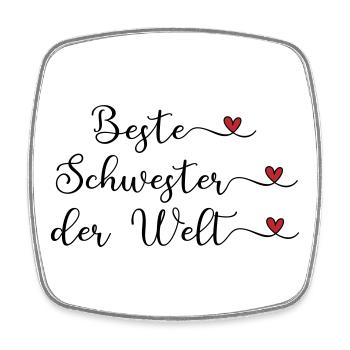 Beste Schwester der Welt Herz Geschenk - Viereckiger Kühlschrankmagnet - Weiß - Vorne