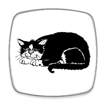 Katze chillig Kater relaxen - Viereckiger Kühlschrankmagnet - Weiß - Vorne