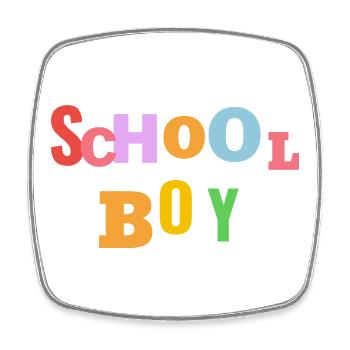 Colourful School Boy Typography - Square fridge magnet - white - Front
