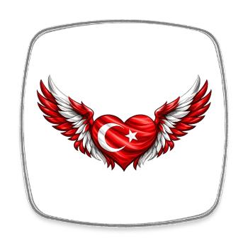 Turkish Winged Heart - Square fridge magnet - white - Front