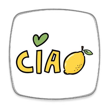 Ciao Zitrone Bella Italia Sizilian Dolce Vita - Viereckiger Kühlschrankmagnet - Weiß - Vorne
