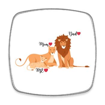 Lion family - Square fridge magnet - white - Front