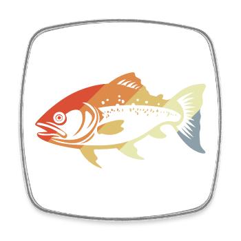 Fish Graphic Retro Style - Square fridge magnet - white - Front