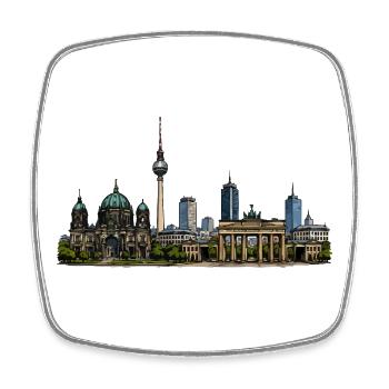 Berliner Skyline Illustration - Viereckiger Kühlschrankmagnet - Weiß - Vorne