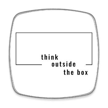 Think Outside The Box – Minimalist design - Square fridge magnet - white - Front