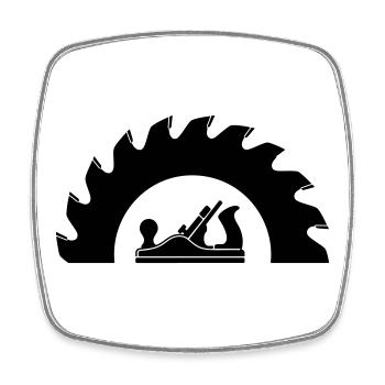 Carpenter Saw Blade Planer Logo - Square fridge magnet - white - Front