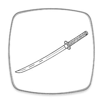 Katana Samurai Sword Martial Arts Kendo Dojo - Square fridge magnet - white - Front
