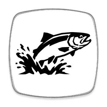 Jumping fish, trout fishing, angling - Square fridge magnet - white - Front