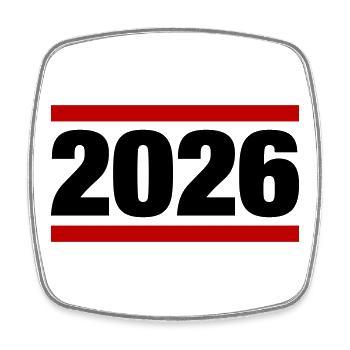 2026 Jahr - Viereckiger Kühlschrankmagnet - Weiß - Vorne