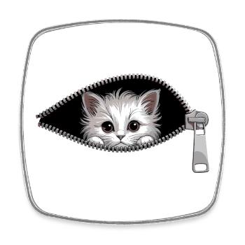 Fermeture éclair pour chat Maman de chat Chat mignons Chats - Magnet carré - blanc - Devant