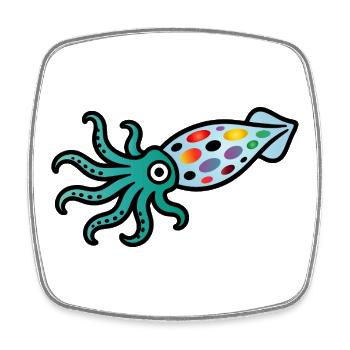 Bunter Tintenfisch | Maritimes Kunstmotiv  - Viereckiger Kühlschrankmagnet - Weiß - Vorne