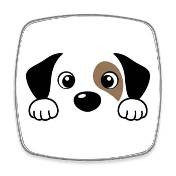 Regard curieux de chien câlin - Magnet carré - blanc - Devant
