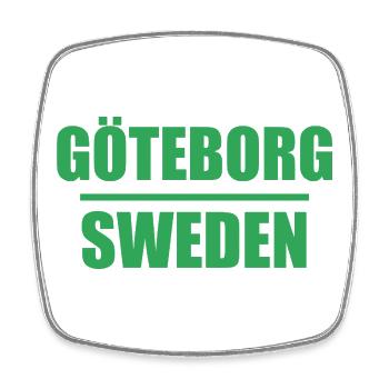 Gothenburg Sweden Green Block Text - Square fridge magnet - white - Front