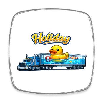 Holiday Truck Duck Road Urlaub - Viereckiger Kühlschrankmagnet - Weiß - Vorne