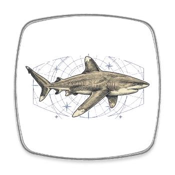 Prédateur nautique – Requin à pointe blanche - Magnet carré - blanc - Devant