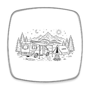 Vanlife Camping  - Viereckiger Kühlschrankmagnet - Weiß - Vorne