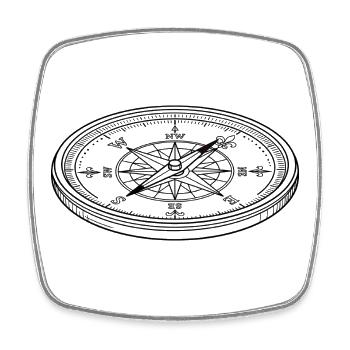 Compass Rose Nautical Emblem - Square fridge magnet - white - Front