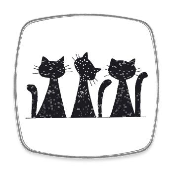 Night cat silhouettes in the rain of stars - Square fridge magnet - white - Front