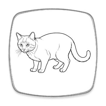 Katzenlinienzeichnung Noir Stil - Viereckiger Kühlschrankmagnet - Weiß - Vorne