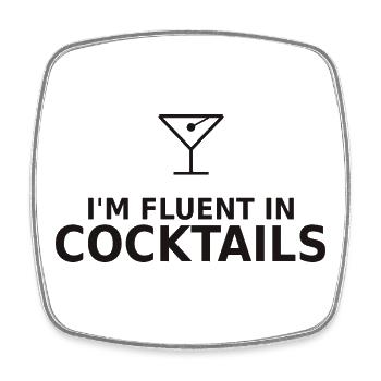 Je parle couramment les cocktails - un drôle de cadeau de barman - Magnet carré - blanc - Devant