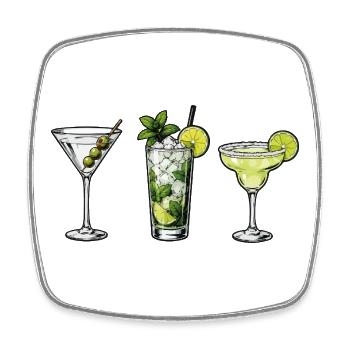 Drei Cocktails: Limette Minze - Viereckiger Kühlschrankmagnet - Weiß - Vorne