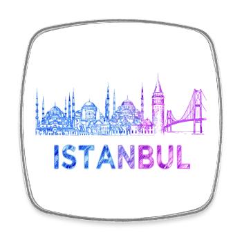 Istanbul Skyline Skizze - Viereckiger Kühlschrankmagnet - Weiß - Vorne
