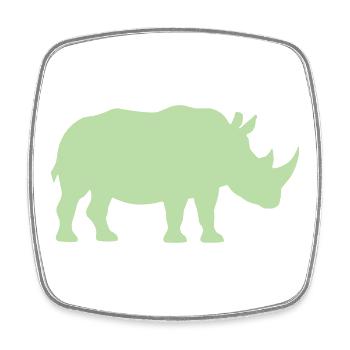 Pastel Green Rhino Silhouette - Square fridge magnet - white - Front
