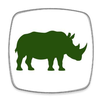 Silhouette de rhinocéros en vert forêt - Magnet carré - blanc - Devant