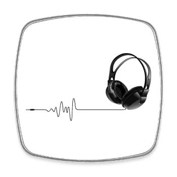 Lifeline Music Headphone ECG DJ - Magnet carré - blanc - Devant