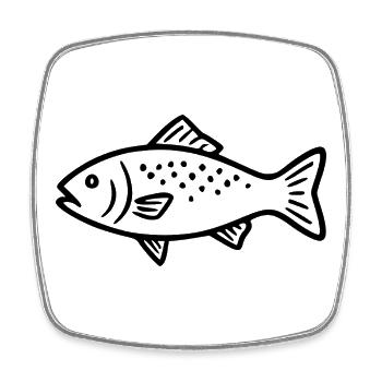 Fisch schwarz angeln Angler Geschenk - Viereckiger Kühlschrankmagnet - Weiß - Vorne