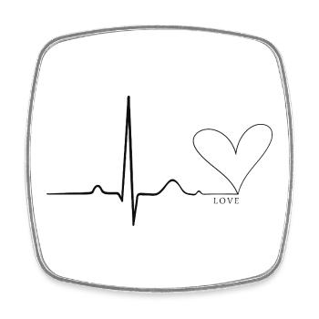 Love Heartbeat | T-shirt Heartbeat Love - Magnet carré - blanc - Devant