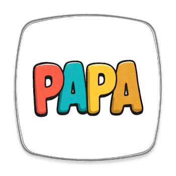 PAPA Arc-en-Ciel Pop Art - Magnet carré - blanc - Devant