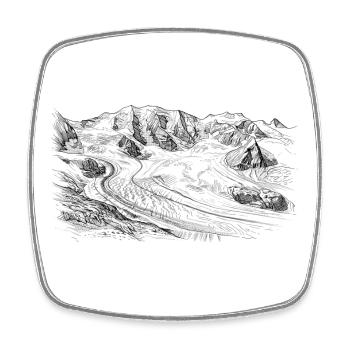 Silhouette de Piz Palü | Bernina Massiv Design | Montagne - Magnet carré - blanc - Devant