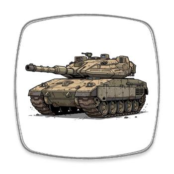 Illustration du char de dessin animé Merkava - RCCX - Magnet carré - blanc - Devant