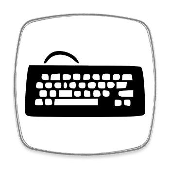 Retro_Vintage_80er_90er_Jahre_Tastatur_schwarz_ - Magnet carré - blanc - Devant