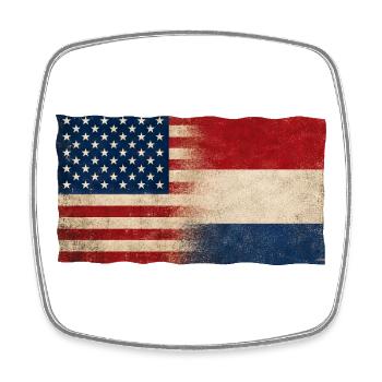 États-Unis, Hollande, Pays-Bas Drapeau Amitié - Magnet carré - blanc - Devant