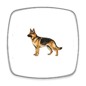 Berger allemand. Style rétro - Magnet carré - blanc - Devant