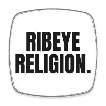 RELIGION DU RIBEYE | T-shirt Carnivore | Steak Lover - Magnet carré - blanc - Devant