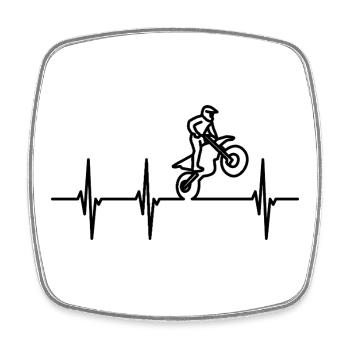 Heartbeat Motocross - Magnet carré - blanc - Devant