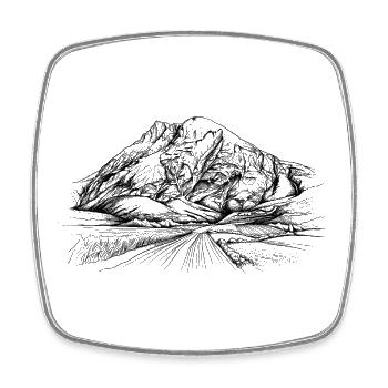 High Mouth Silhouette | Mieminger Chain Summit - Square fridge magnet - white - Front