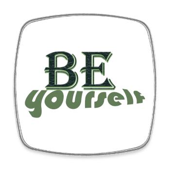 Be Yourself Retro Typography - Square fridge magnet - white - Front
