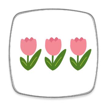 Trois tulipes roses dans un style minimaliste - Magnet carré - blanc - Devant