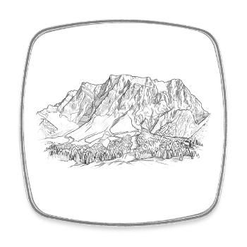 Zugspitze Silhouette | Wetterstein Mountains Peaks - Square fridge magnet - white - Front