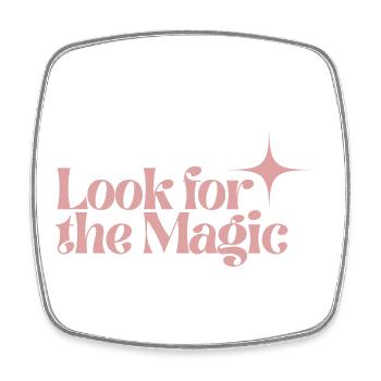 Look for the Magic Retro Pink Positive Vibes - Square fridge magnet - white - Front