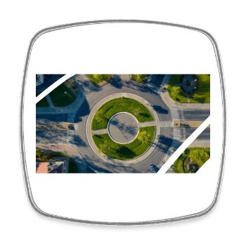 Vue aérienne Cercle rond Accents verts - Magnet carré - blanc - Devant