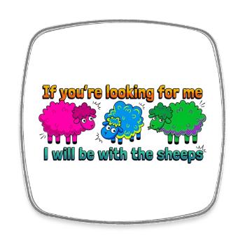 With the sheep - Square fridge magnet - white - Front