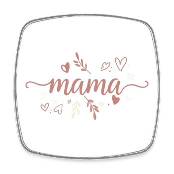 Mama Schriftzug mit Herzen - Viereckiger Kühlschrankmagnet - Weiß - Vorne