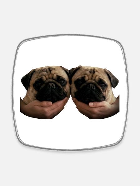 Hold my Pug - Square fridge magnet - white