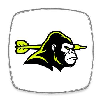 Gorilla Dart Arrow Mascot - Square fridge magnet - white - Front